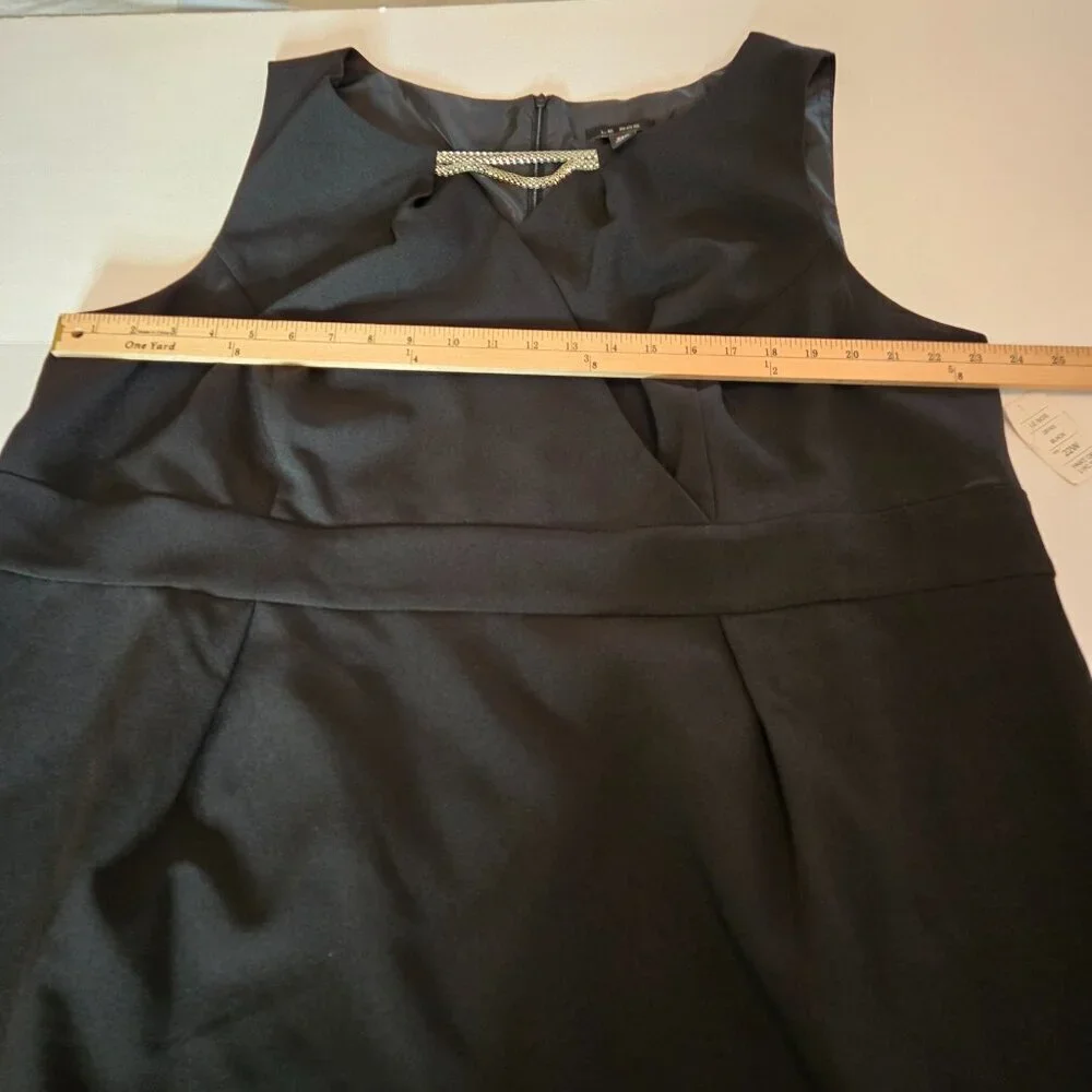 Le Bos Black Sleeveless Midi Dress Silver Front Chain Accent Plus Sz 22W - Picture 7 of 16